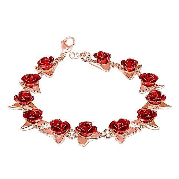 Dozen Red Rose Bracelet Rose Gold - Pura Jewels