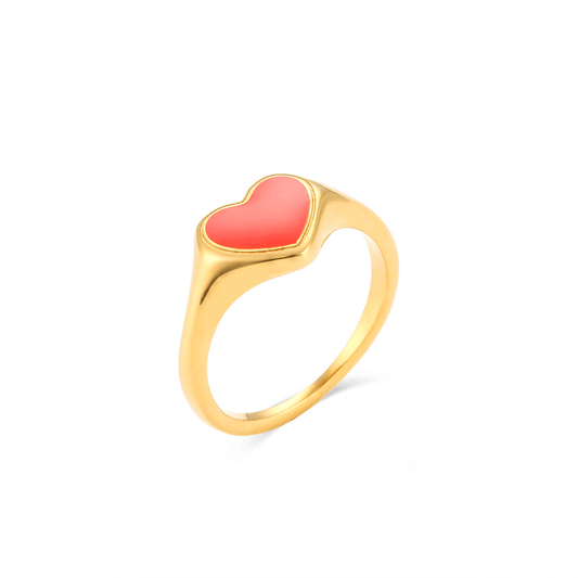 Happy Heart Ring Red / Gold / 6 - Pura Jewels