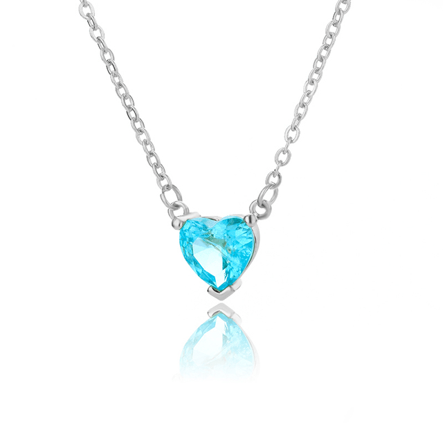 Sapphire Heart Necklace Silver - Pura Jewels