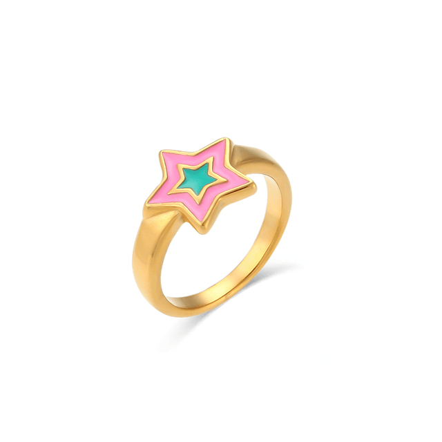 Super Star Ring Pink / Gold / 6 - Pura Jewels