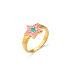 Super Star Ring Pink / Gold / 6 - Pura Jewels