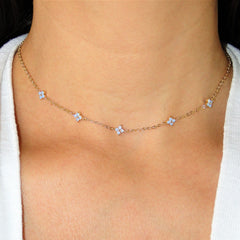 Collar Flor Azul Hielo