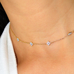 Collar Flor Azul Hielo