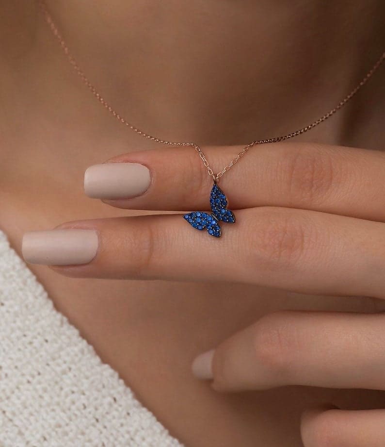 Blue Belle Butterfly Necklace