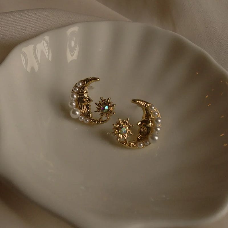 Magical Crescent Moon Clip On Earrings