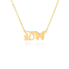 Dainty Butterfly Initial Necklace
