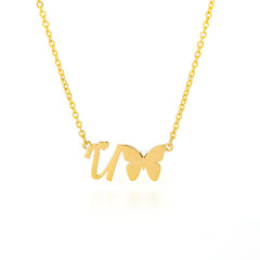 Dainty Butterfly Initial Necklace
