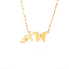 Dainty Butterfly Initial Necklace