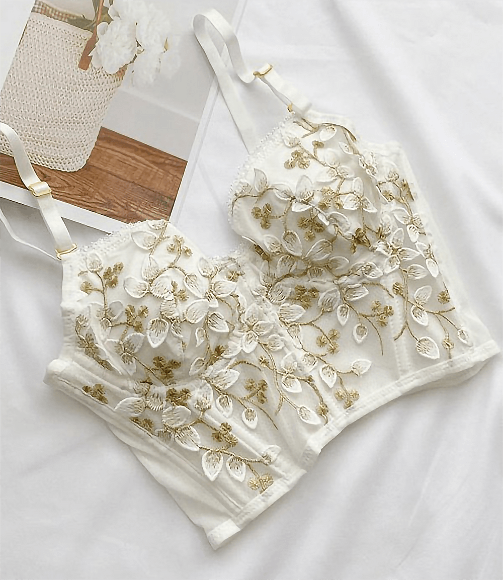 Floral Embroidery Corset 2 Piece Set - Pura Jewels