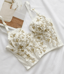 Floral Embroidery Corset 2 Piece Set - Pura Jewels