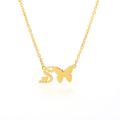 Dainty Butterfly Initial Necklace