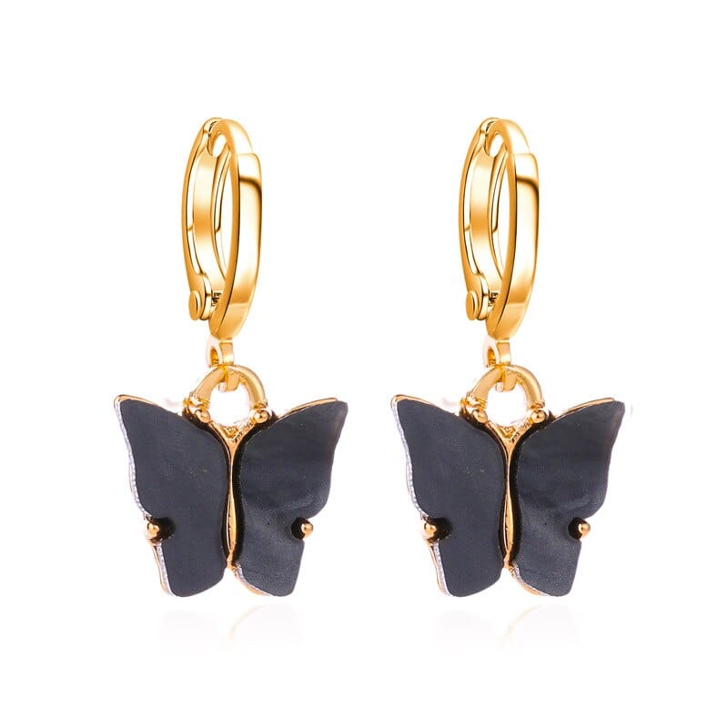 Pearl Butterfly Earrings Black - Pura Jewels