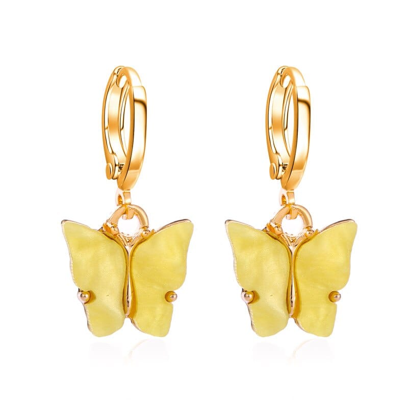 Pearl Butterfly Earrings Yellow - Pura Jewels
