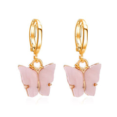 Pearl Butterfly Earrings Pink - Pura Jewels