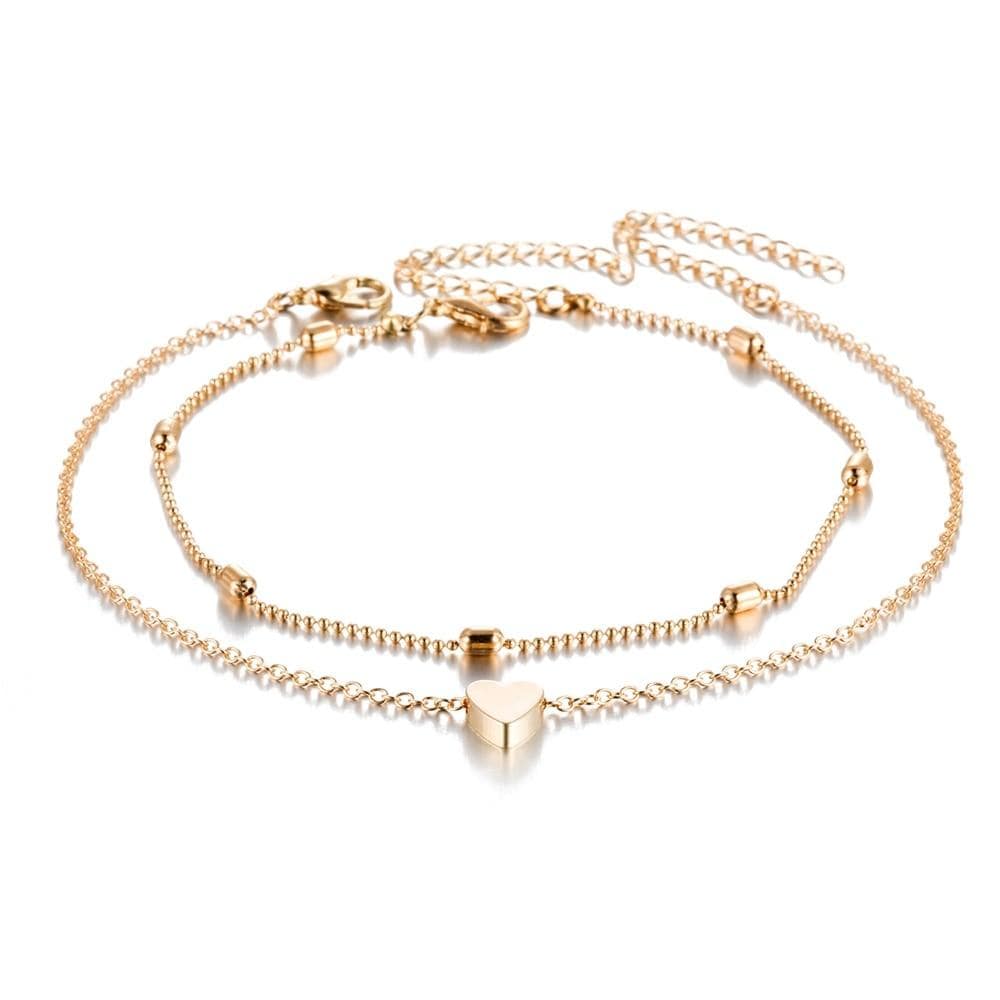 Simple Heart Anklet Gold - Pura Jewels