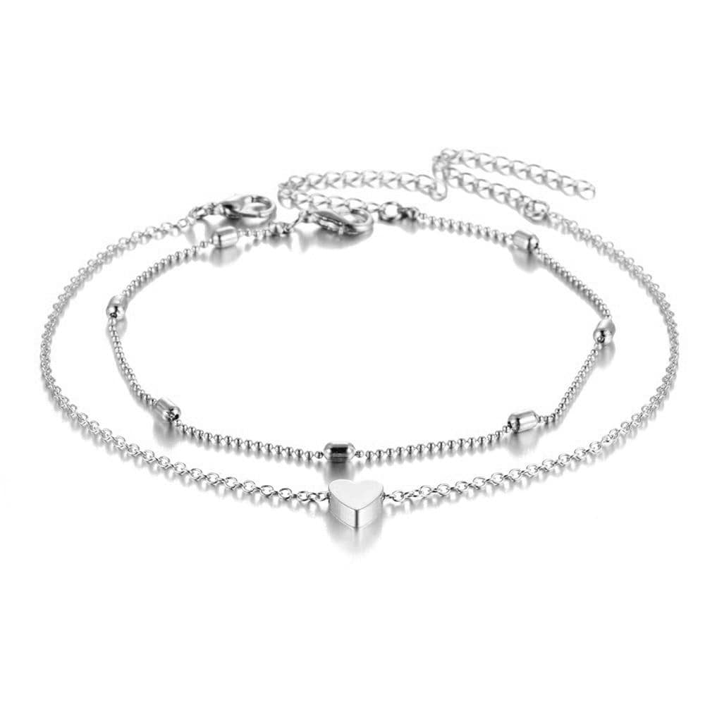 Simple Heart Anklet Silver - Pura Jewels