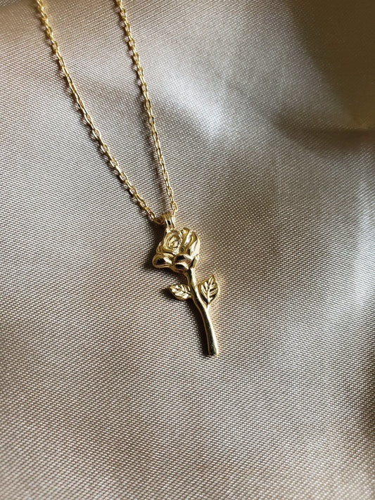Gold Rose Flower Necklace - Pura Jewels