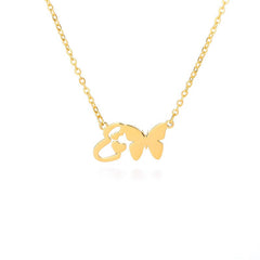 Dainty Butterfly Initial Necklace