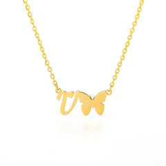 Dainty Butterfly Initial Necklace