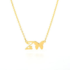 Dainty Butterfly Initial Necklace