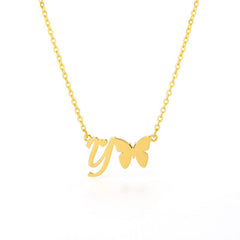 Dainty Butterfly Initial Necklace