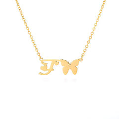 Dainty Butterfly Initial Necklace