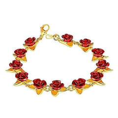 Dozen Red Rose Bracelet Gold - Pura Jewels