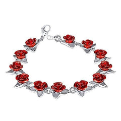 Dozen Red Rose Bracelet Silver - Pura Jewels