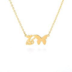 Dainty Butterfly Initial Necklace