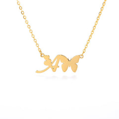 Dainty Butterfly Initial Necklace