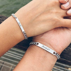 Couples Engraved Bracelet Set