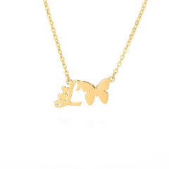 Dainty Butterfly Initial Necklace