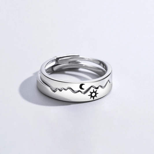 Mountain Sun & Moon Couple Rings (Set of 2) - Pura Jewels