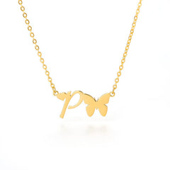 Dainty Butterfly Initial Necklace
