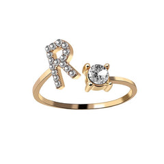 Initial Letter Ring Adjustable / Gold / R - Pura Jewels