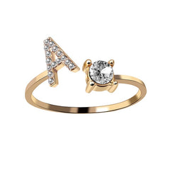 Initial Letter Ring Adjustable / Gold / A - Pura Jewels