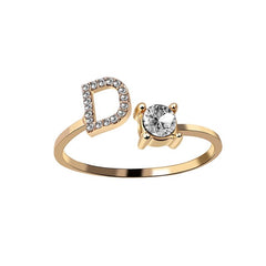 Initial Letter Ring Adjustable / Gold / D - Pura Jewels