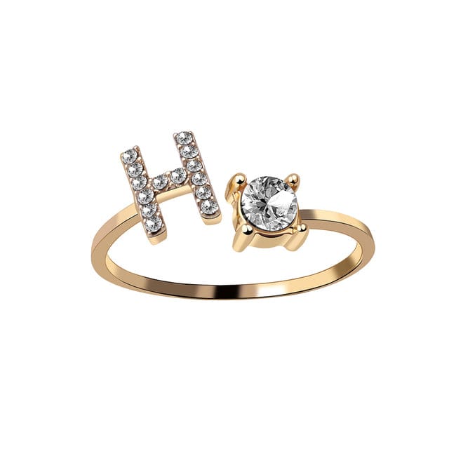 Initial Letter Ring Adjustable / Gold / H - Pura Jewels