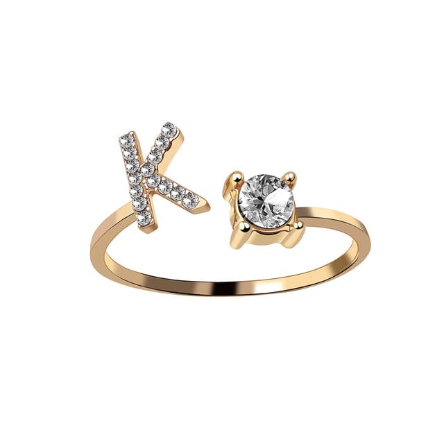 Initial Letter Ring Adjustable / Gold / K - Pura Jewels