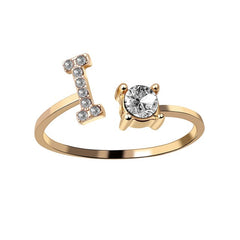 Initial Letter Ring Adjustable / Gold / I - Pura Jewels