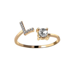 Initial Letter Ring Adjustable / Gold / L - Pura Jewels