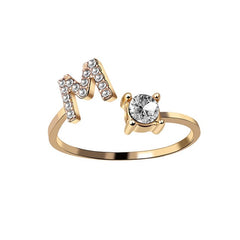 Initial Letter Ring Adjustable / Gold / M - Pura Jewels