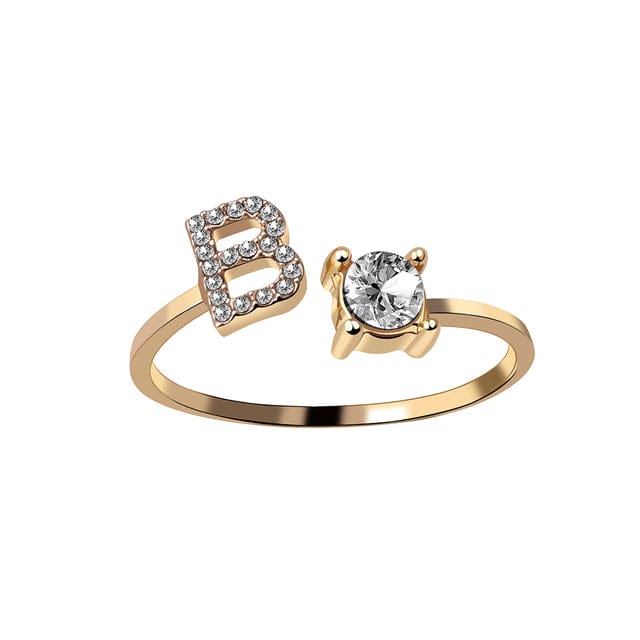 Initial Letter Ring Adjustable / Gold / B - Pura Jewels