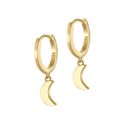 Crescent Moon Drop Earrings Gold - Pura Jewels