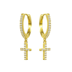 Cross Drop Earrings Gold - Pura Jewels