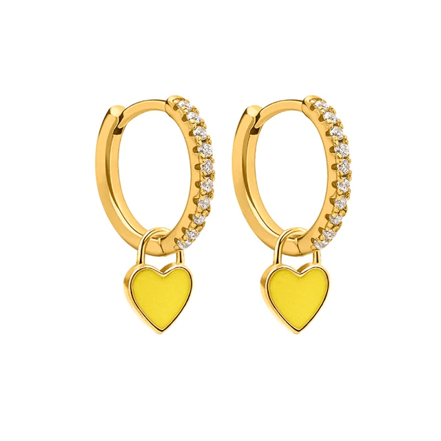 Heart Drop Earrings Yellow / Gold - Pura Jewels