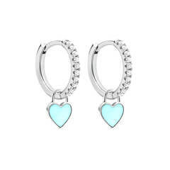 Heart Drop Earrings Light Blue / Silver - Pura Jewels