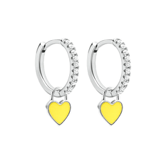 Heart Drop Earrings Yellow / Silver - Pura Jewels