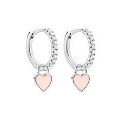 Heart Drop Earrings Pink / Silver - Pura Jewels