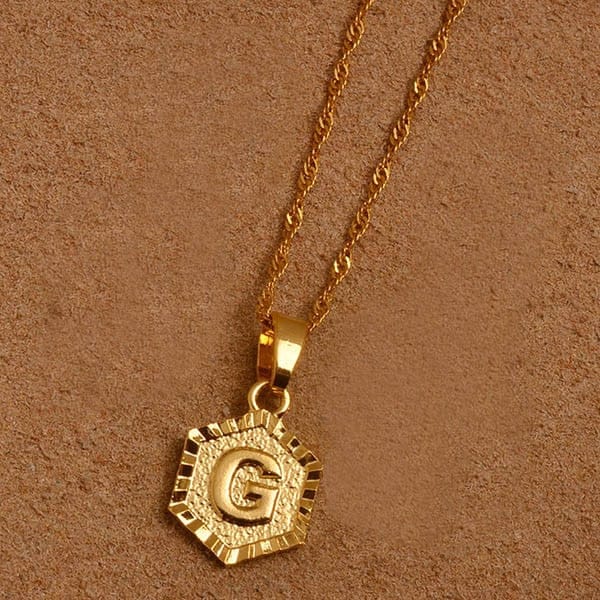 Hexagon Initial Letter Necklace G - Pura Jewels